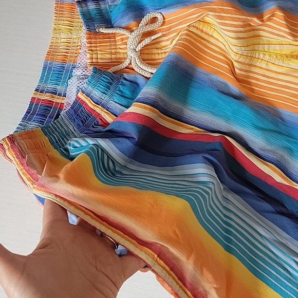 Faconnable Mens Swimtrunks Bathing Suit Multi Color Stripped Pattern Size L - Picture 4 of 10